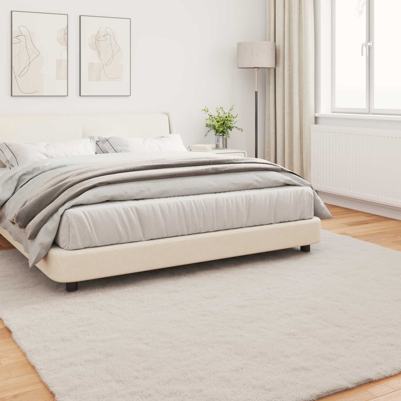 vidaXL Anti-Slip Faux Rabbit Fur Rug OLITE Beige 200 x 200 cm 4