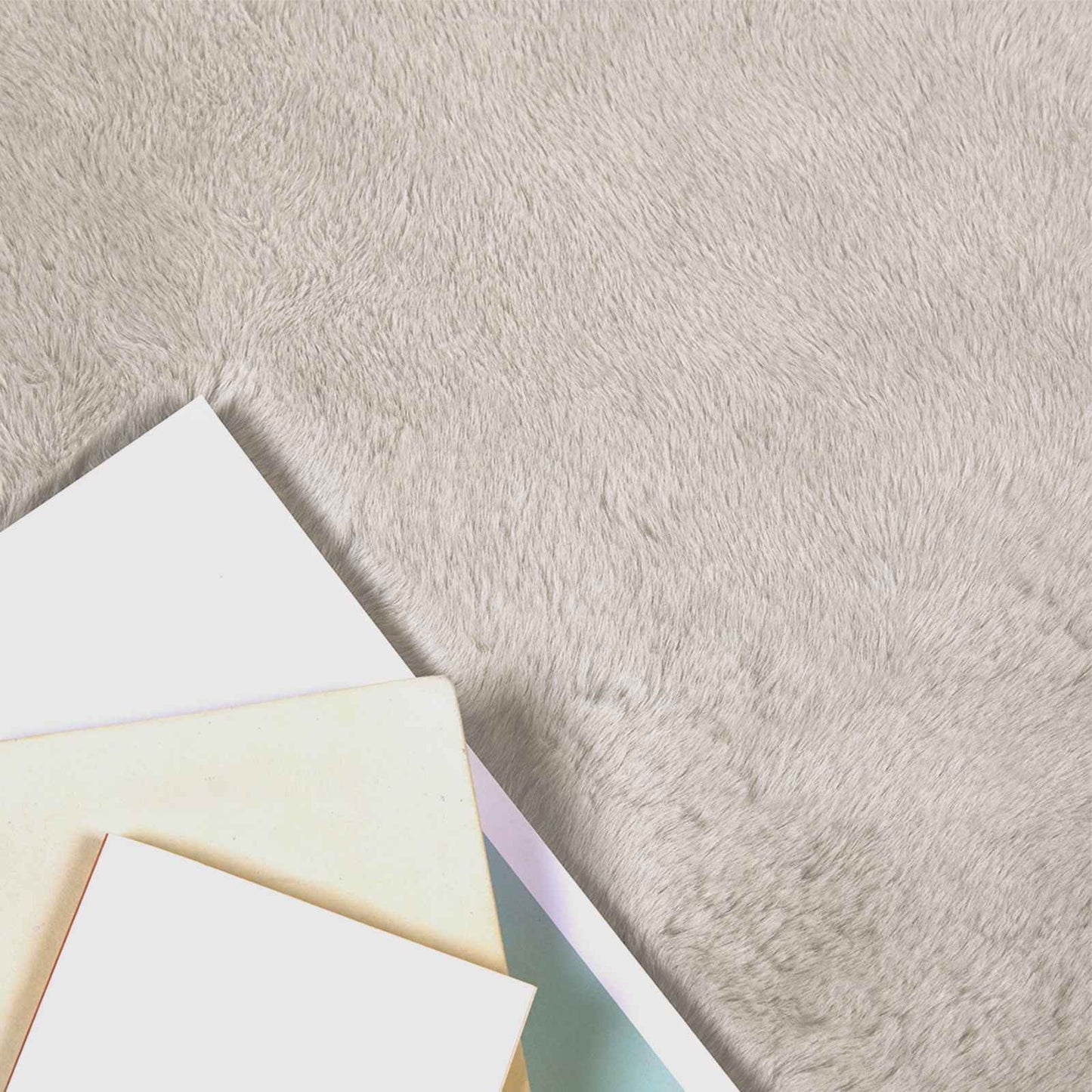 vidaXL Anti-Slip Faux Rabbit Fur Rug OLITE Beige 200 x 200 cm 3