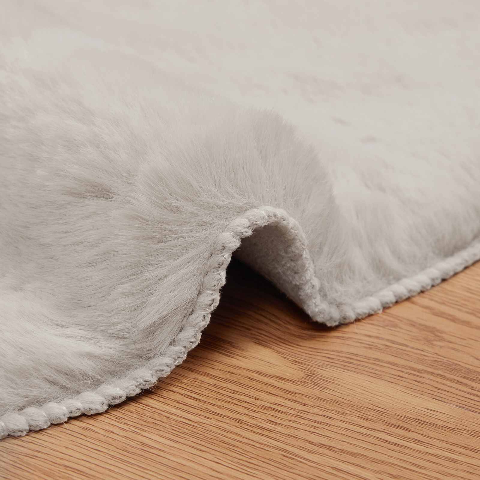 vidaXL Anti-Slip Faux Rabbit Fur Rug OLITE Beige Ø 200 cm Polyester 5