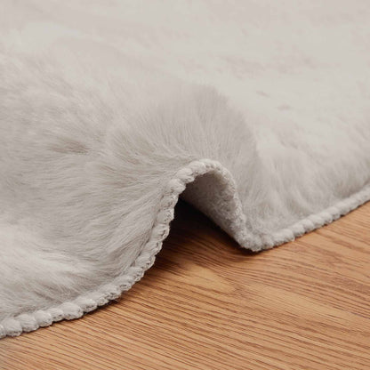 vidaXL Anti-Slip Faux Rabbit Fur Rug OLITE Beige Ø 200 cm Polyester 5