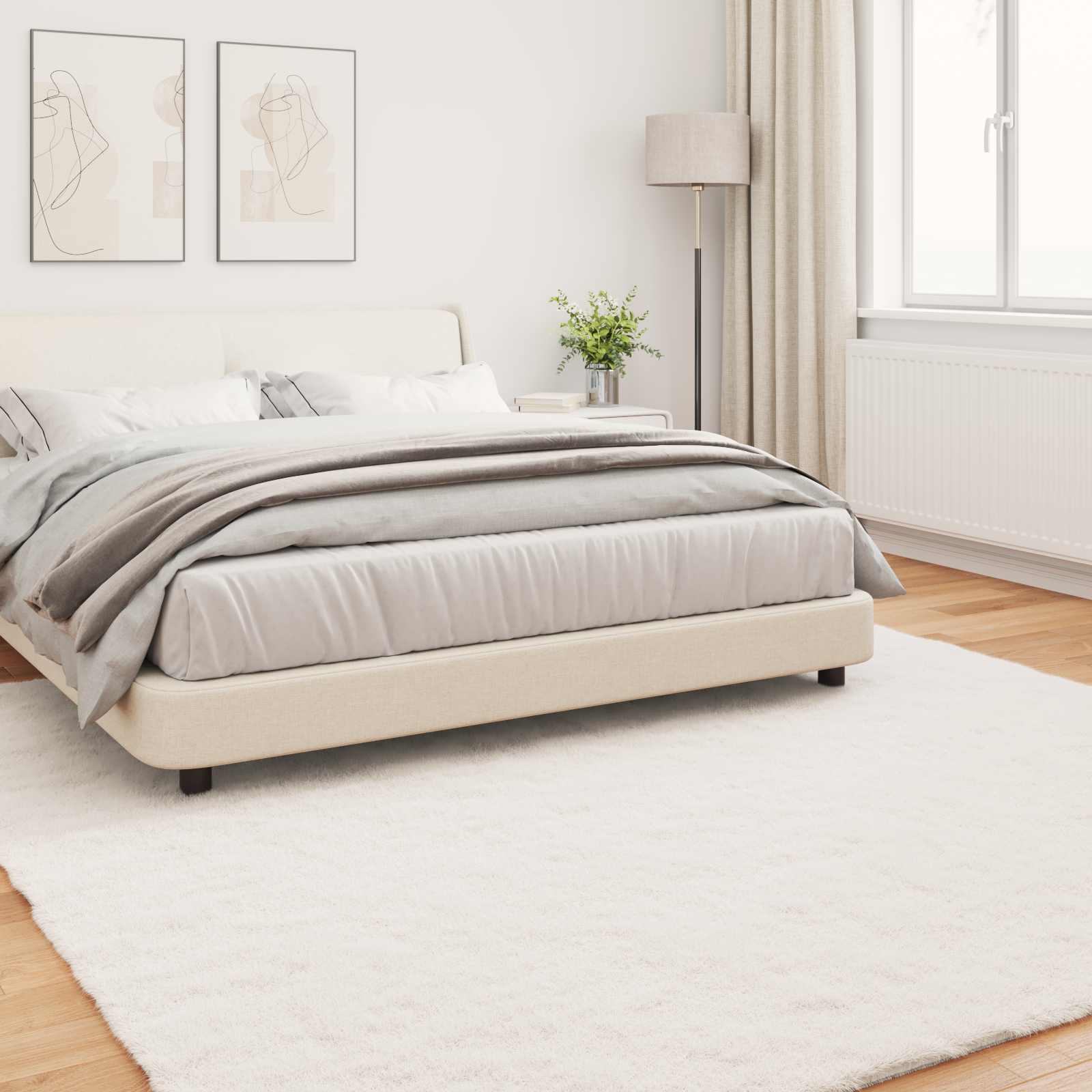 vidaXL Anti-Slip Faux Rabbit Fur Rug OLITE Cream 200 x 200 cm 4