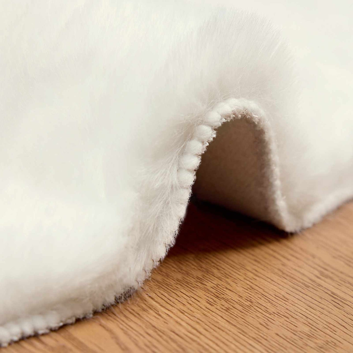 vidaXL Anti-Slip Faux Rabbit Fur Rug OLITE Cream Ø 200 cm Polyester 5