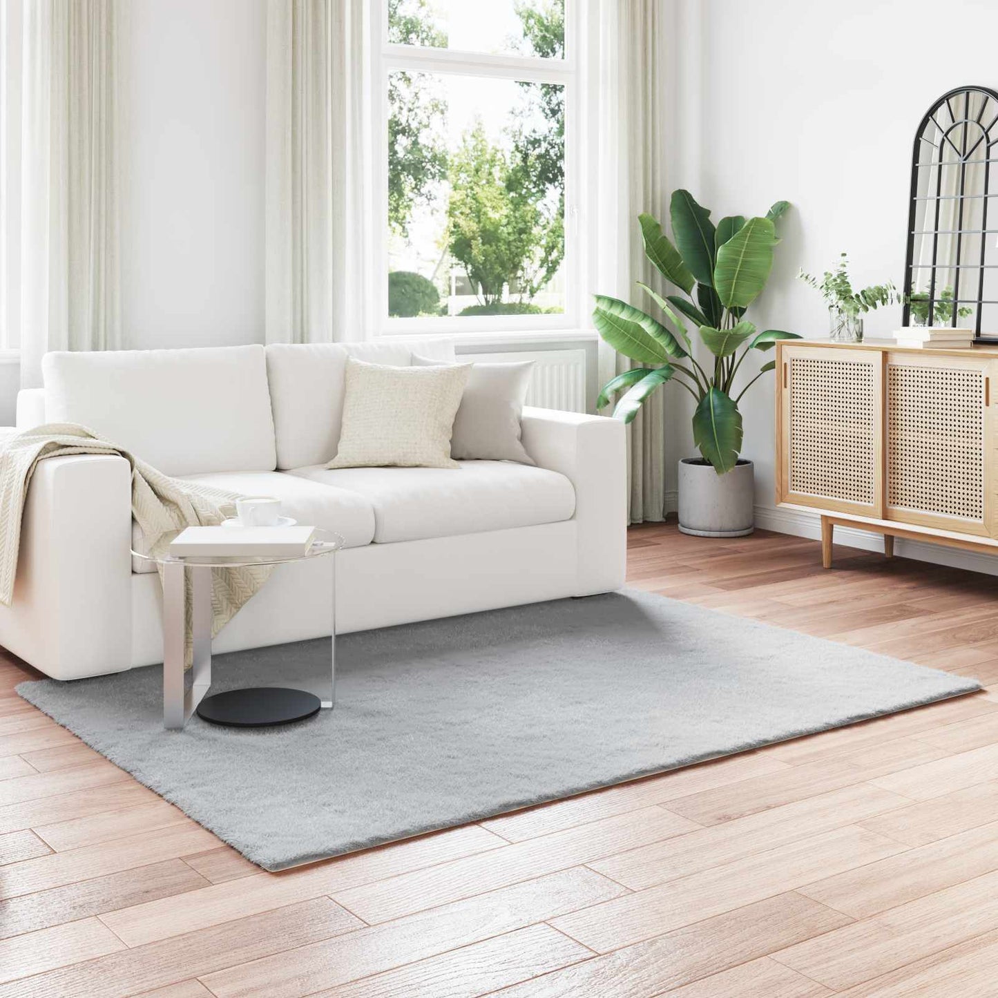 vidaXL Anti-Slip Faux Rabbit Fur Rug OLITE Grey 160 x 230 cm Polyester 1