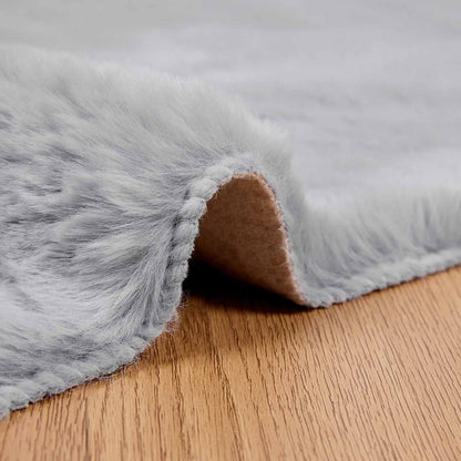vidaXL Anti-Slip Faux Rabbit Fur Rug OLITE Grey 200 x 200 cm Polyester 6