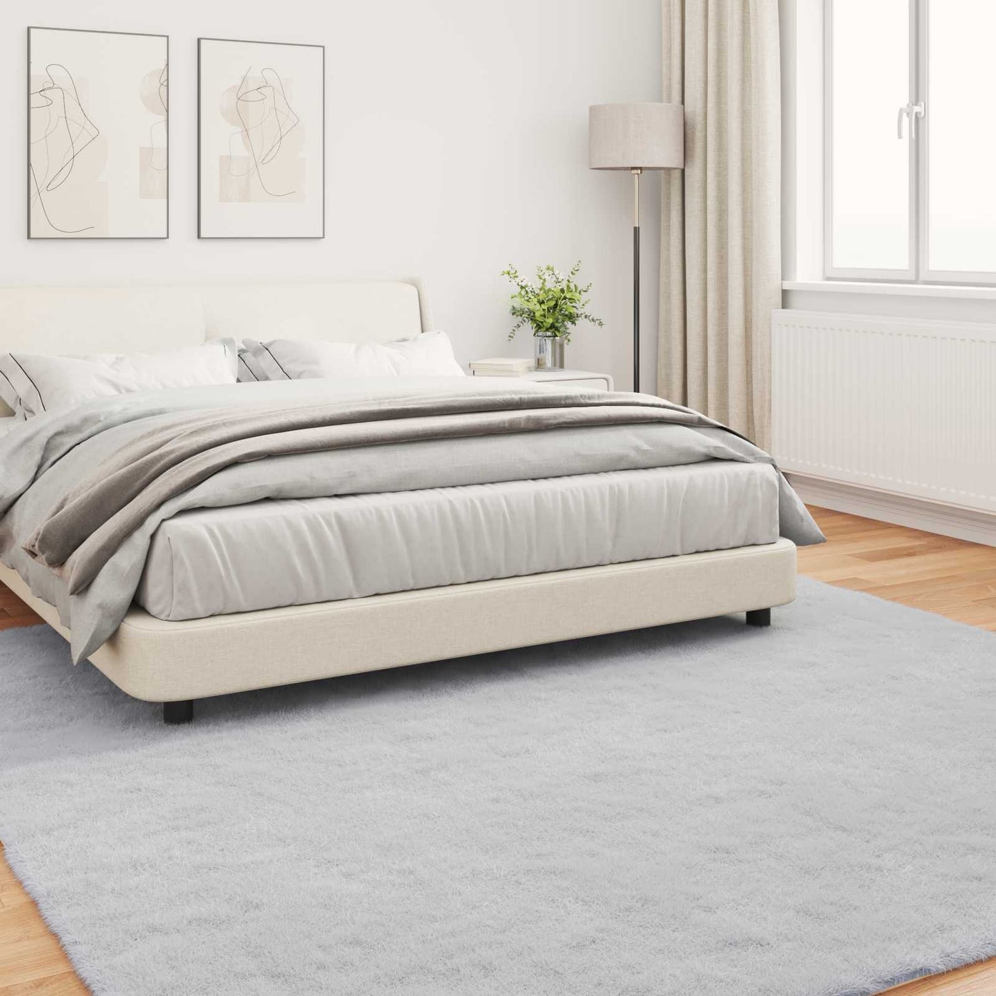 vidaXL Anti-Slip Faux Rabbit Fur Rug OLITE Grey 200 x 200 cm Polyester 4