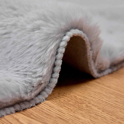 vidaXL Anti-Slip Faux Rabbit Fur Rug OLITE Grey Ø 200 cm Polyester 5