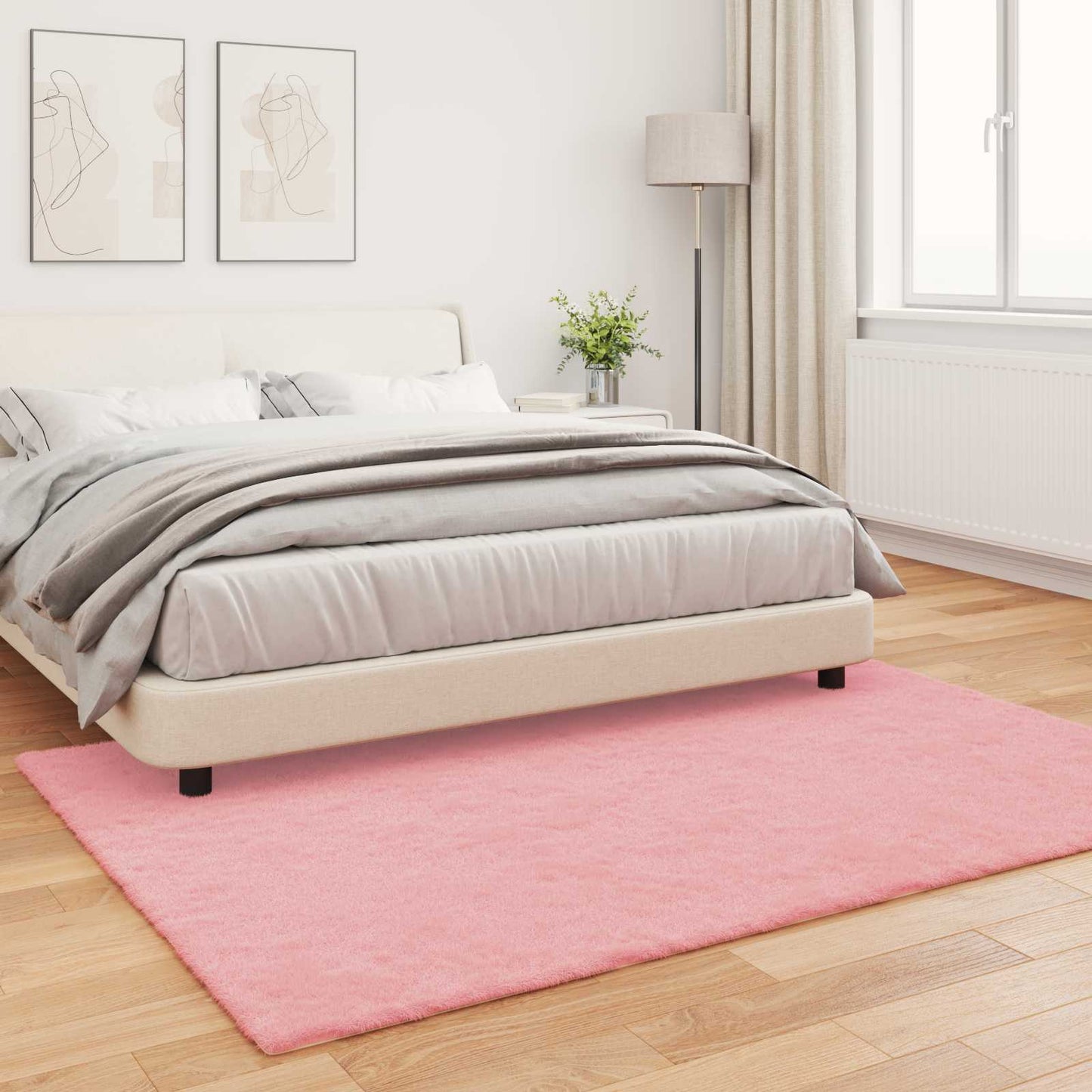 vidaXL Anti-Slip Faux Rabbit Fur Rug OLITE Pink 160 x 230 cm Polyester 4