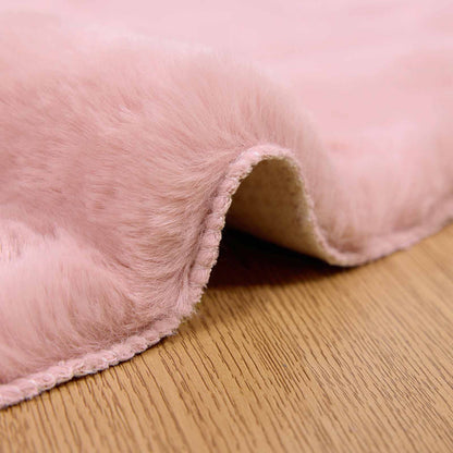 vidaXL Anti-Slip Faux Rabbit Fur Rug OLITE Pink Ø 200 cm Polyester 5