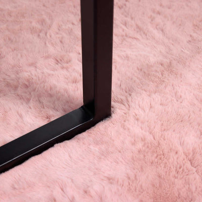 vidaXL Anti-Slip Faux Rabbit Fur Rug OLITE Pink Ø 200 cm Polyester 6