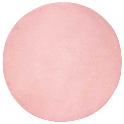 vidaXL Anti-Slip Faux Rabbit Fur Rug OLITE Pink Ø 200 cm Polyester 2