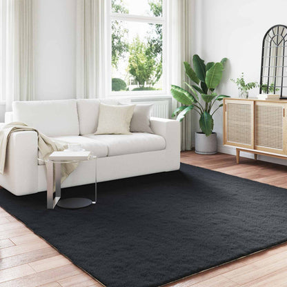 vidaXL Anti-Slip Faux Rabbit Fur Rug OLITE Black 200 x 200 cm 1