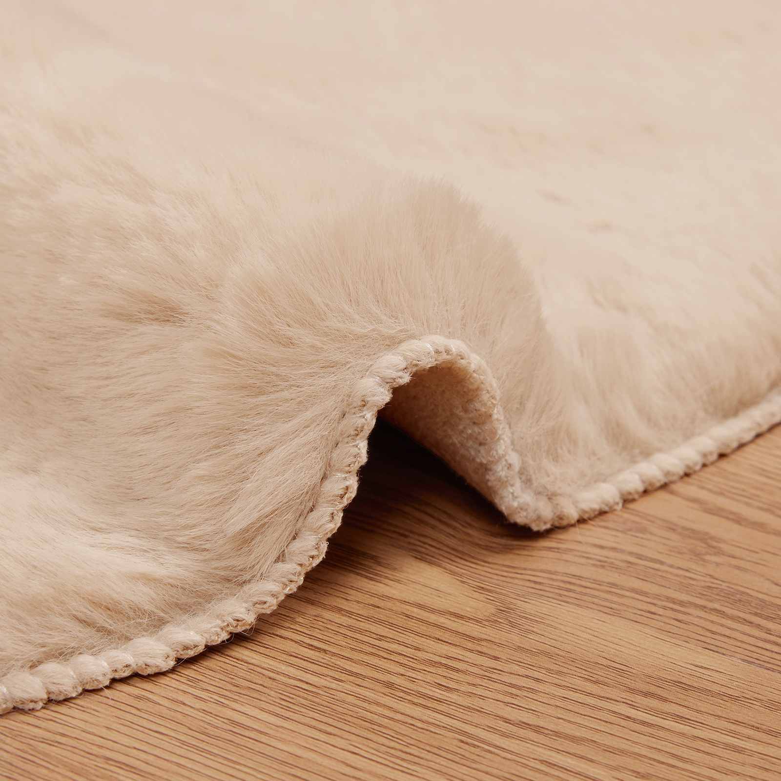 vidaXL Anti-Slip Faux Rabbit Fur Rug OLITE Taupe Ø 200 cm Polyester 5
