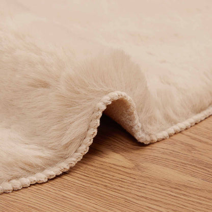 vidaXL Anti-Slip Faux Rabbit Fur Rug OLITE Taupe Ø 200 cm Polyester 5