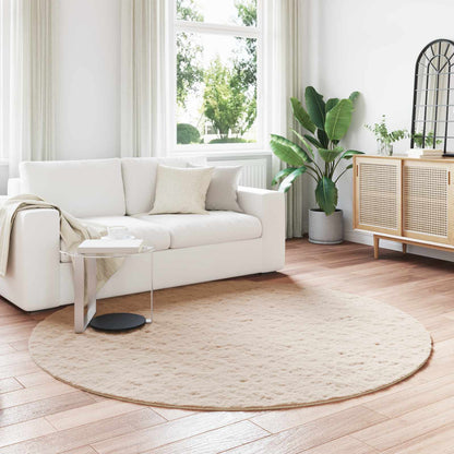 vidaXL Anti-Slip Faux Rabbit Fur Rug OLITE Taupe Ø 200 cm Polyester 1