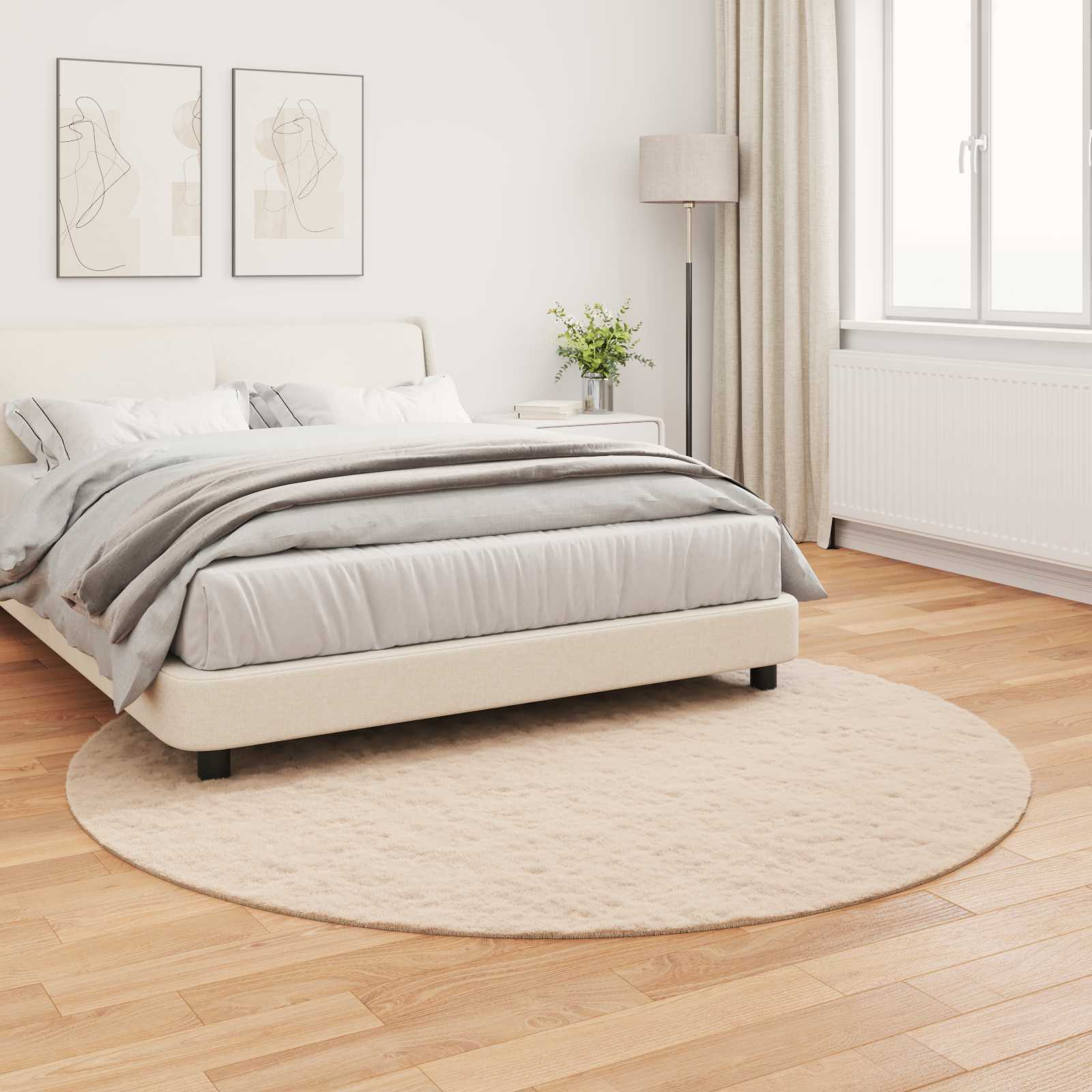 vidaXL Anti-Slip Faux Rabbit Fur Rug OLITE Taupe Ø 200 cm Polyester 4