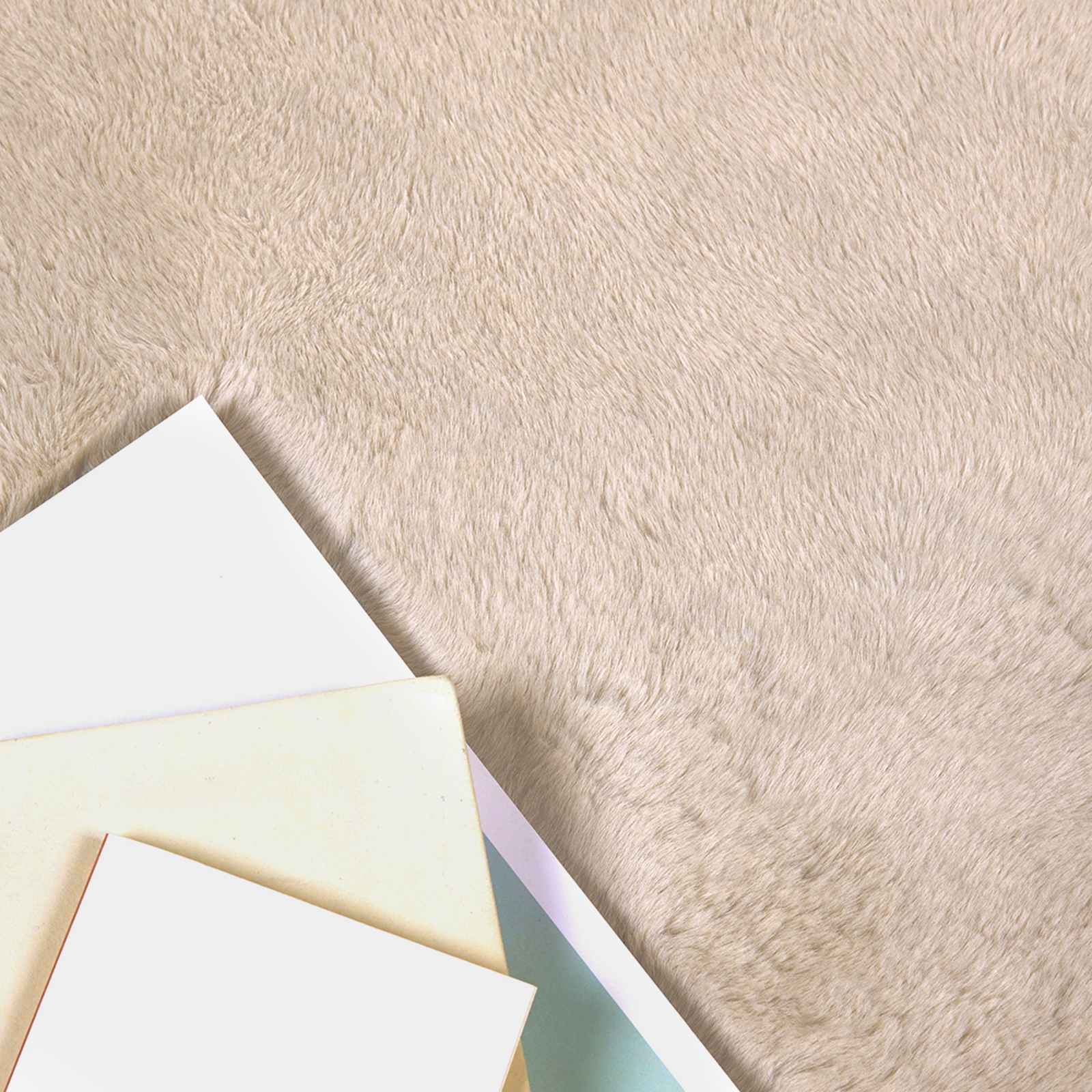 vidaXL Anti-Slip Faux Rabbit Fur Rug OLITE Taupe Ø 200 cm Polyester 3