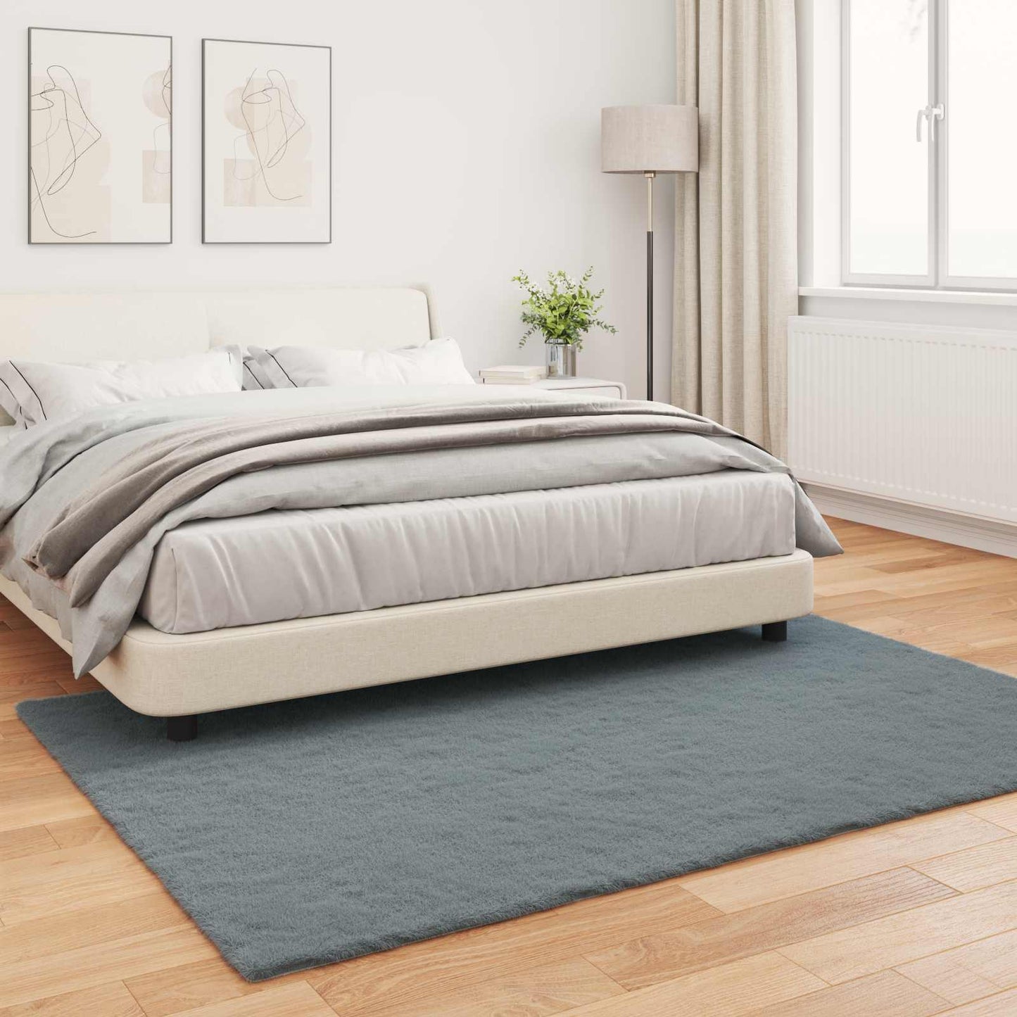 vidaXL Anti-Slip Faux Rabbit Fur Rug OLITE Anthracite 160 x 230 cm 4
