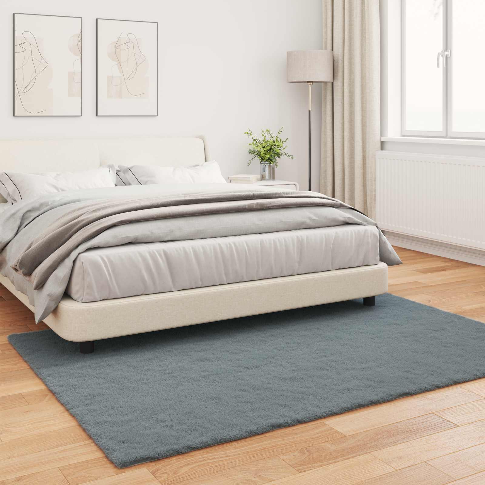 vidaXL Anti-Slip Faux Rabbit Fur Rug OLITE Anthracite 160 x 230 cm 4