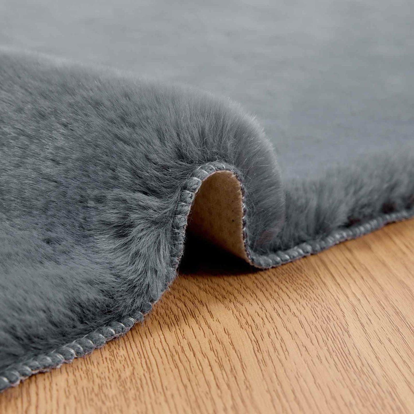 vidaXL Anti-Slip Faux Rabbit Fur Rug OLITE Anthracite 200 x 200 cm 5