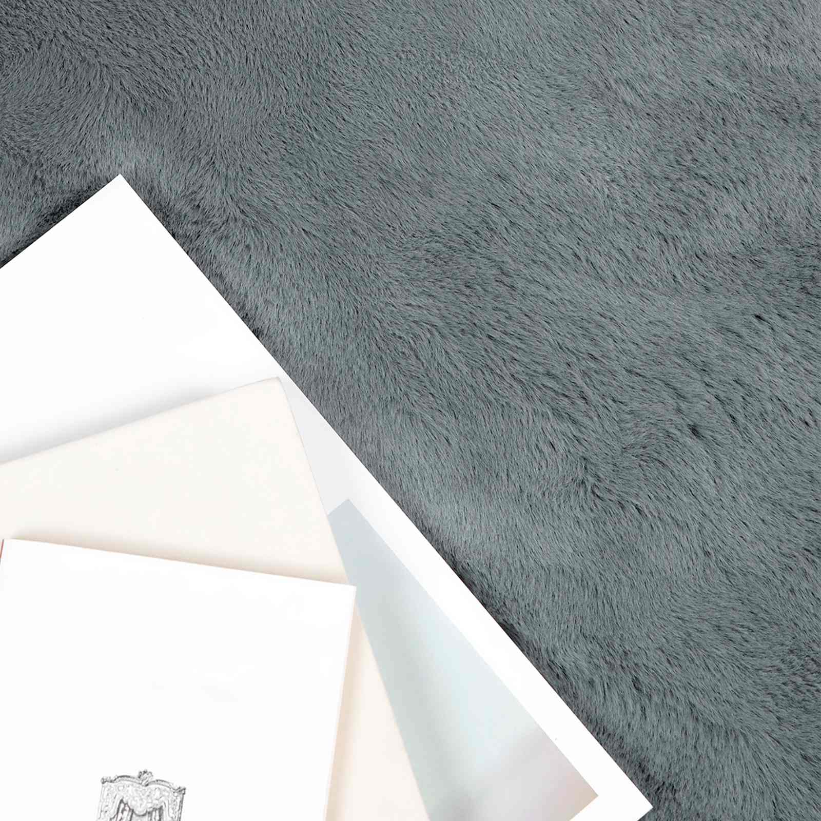 vidaXL Anti-Slip Faux Rabbit Fur Rug OLITE Anthracite 200 x 200 cm 3