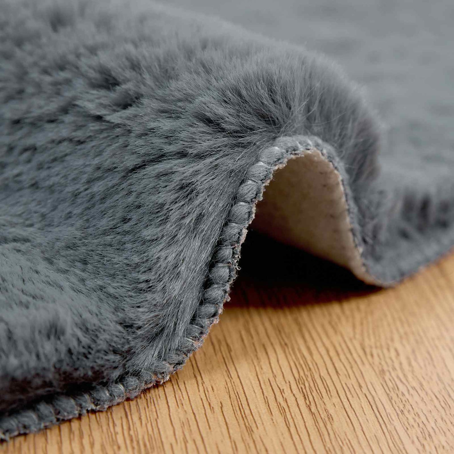 vidaXL Anti-Slip Faux Rabbit Fur Rug OLITE Anthracite Ø 200 cm 5