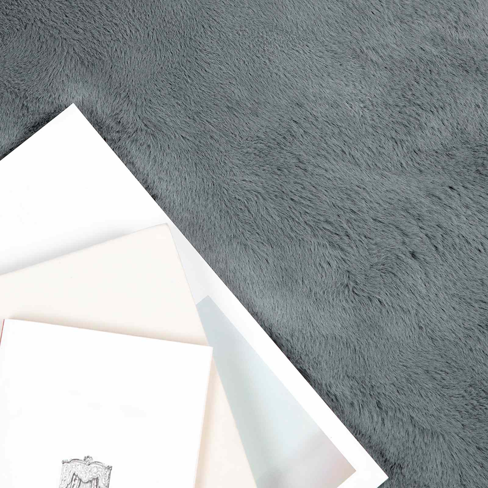 vidaXL Anti-Slip Faux Rabbit Fur Rug OLITE Anthracite Ø 200 cm 3