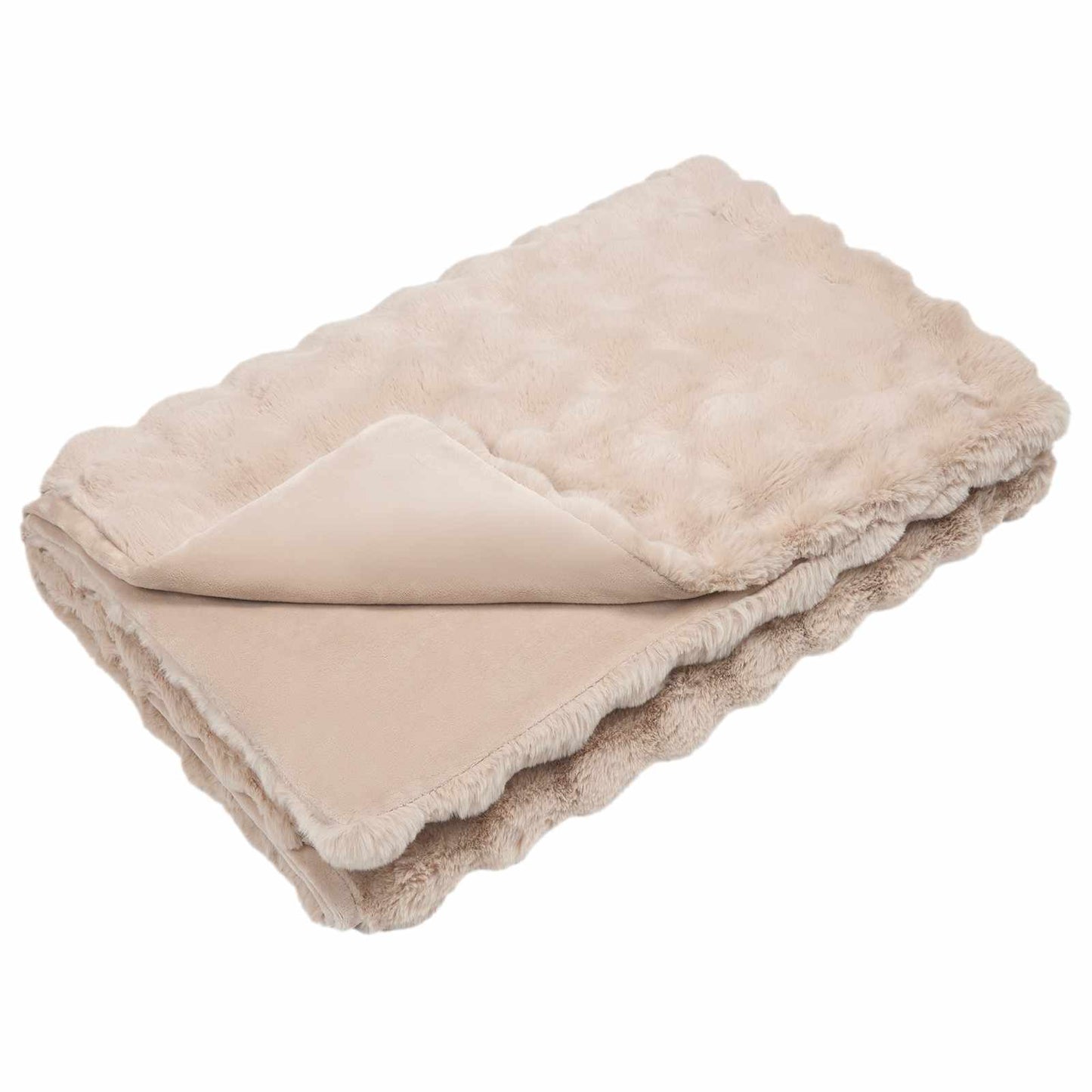 vidaXL Anti-Slip Faux Rabbit Fur Blanket Olite Beige 150 x 220 cm 2