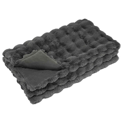 vidaXL Anti-Slip Faux Rabbit Fur Blanket Olite Dark Grey 150 x 220 cm 2