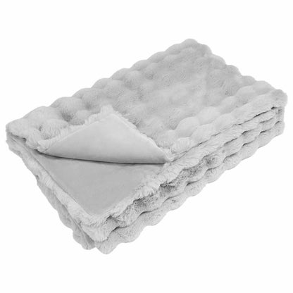 vidaXL Anti-Slip Faux Rabbit Fur Blanket Olite Grey 150 x 220 cm 2