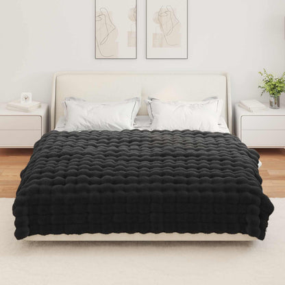 vidaXL Anti-Slip Faux Rabbit Fur Blanket Olite Black 150 x 220 cm 4