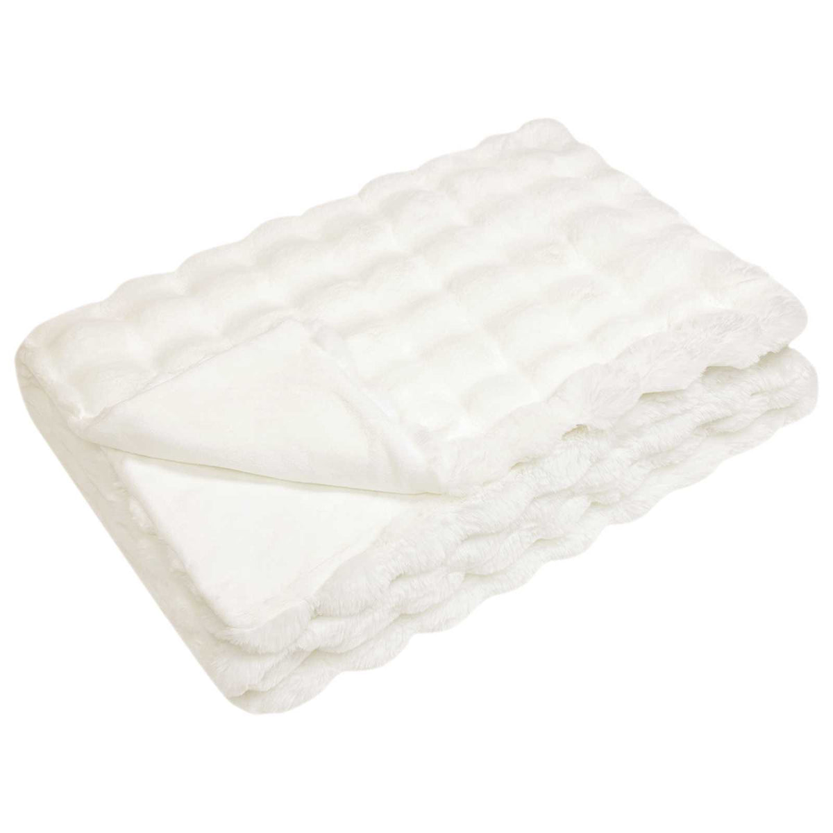 vidaXL Anti-Slip Faux Rabbit Fur Blanket Olite White 150 x 220 cm 2