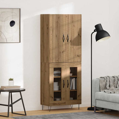 Highboard 69.5x34x180 cm Engineered Wood 2 Glass Doors Artisan oak