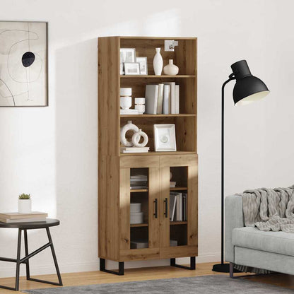 Highboard 69.5x34x180 cm Engineered Wood 2 Glass Doors Artisan oak
