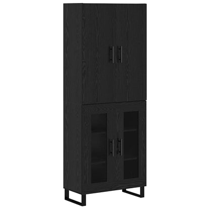 Highboard 69.5x34x180 cm Engineered Wood 2 Glass Doors Black oak