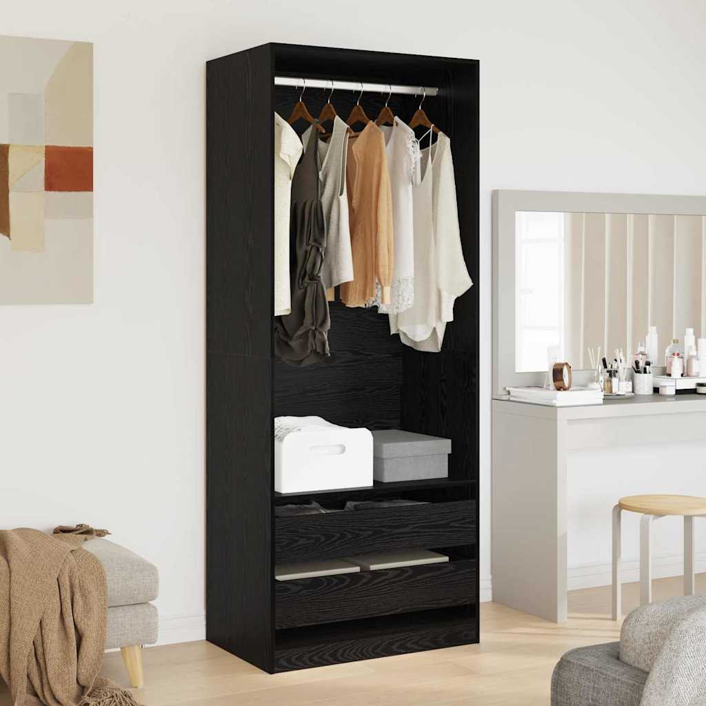 vidaXL Wardrobe Black Oak 80 x 50 x 200 cm Engineered Wood 4