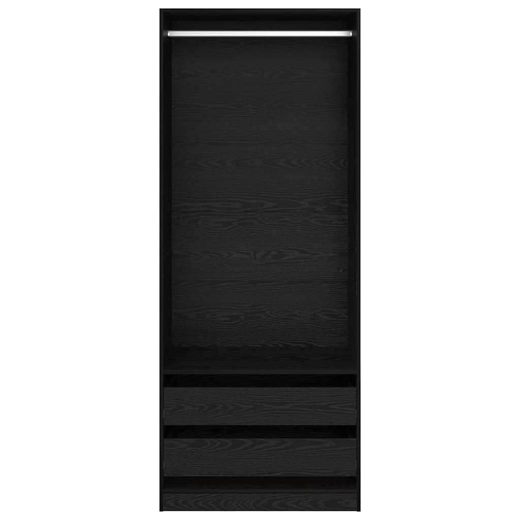 vidaXL Wardrobe Black Oak 80 x 50 x 200 cm Engineered Wood 6