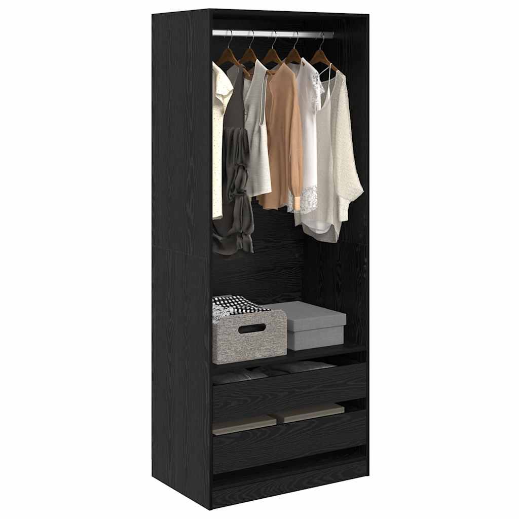 vidaXL Wardrobe Black Oak 80 x 50 x 200 cm Engineered Wood 3