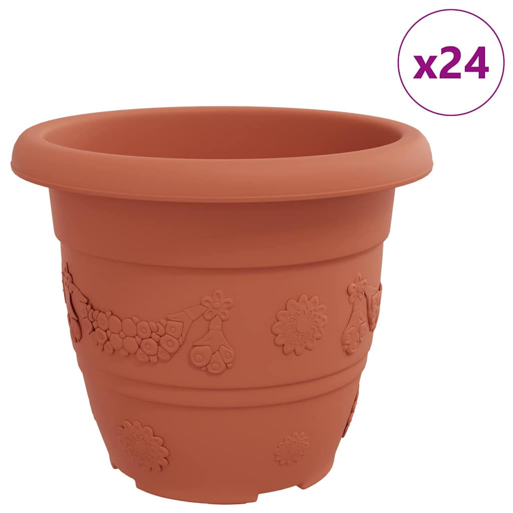 Round Flower Pot Plastic Brick red Ø 30 x 25 cm