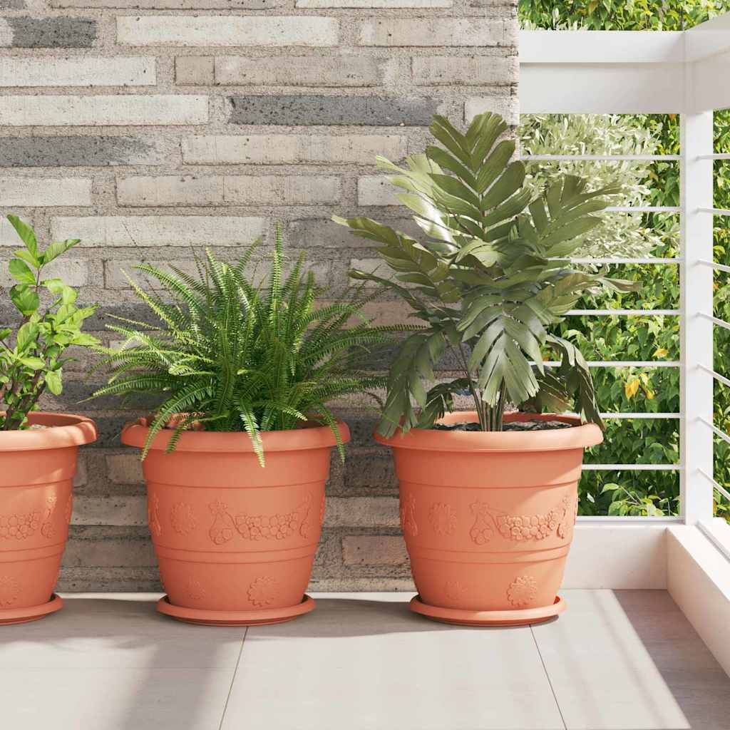 vidaXL Round Flower Pot 24 pcs Brick Red Ø 34 x 28 cm Plastic 1
