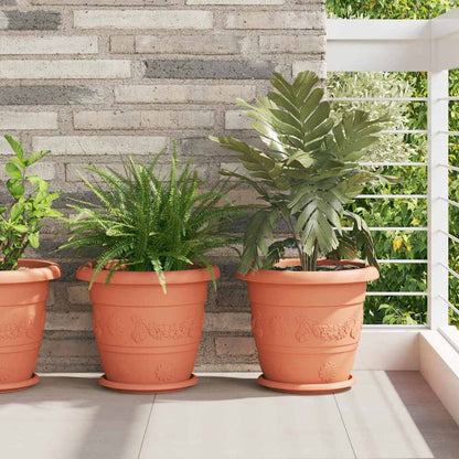 vidaXL Round Flower Pot 24 pcs Brick Red Ø 34 x 28 cm Plastic 1
