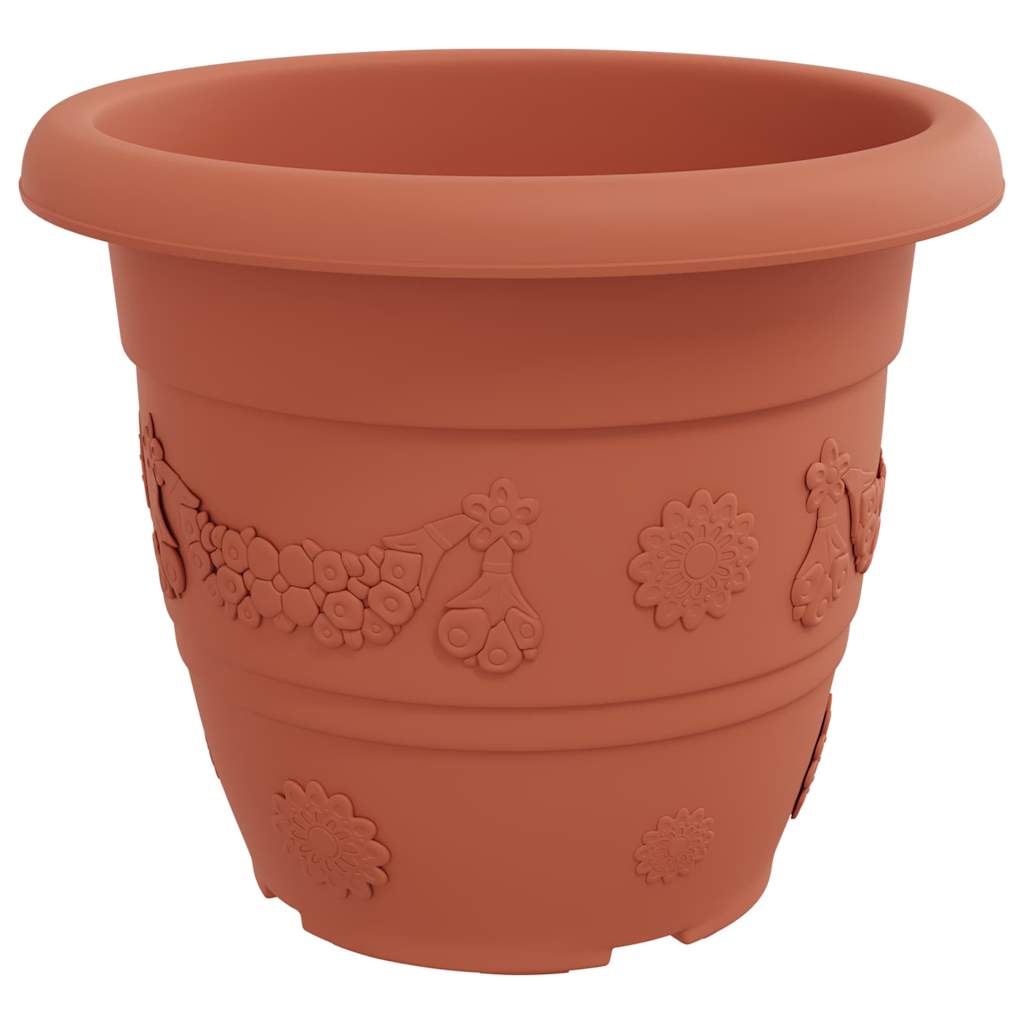 vidaXL Round Flower Pot 24 pcs Brick Red Ø 34 x 28 cm Plastic 5