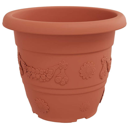 vidaXL Round Flower Pot 24 pcs Brick Red Ø 34 x 28 cm Plastic 5