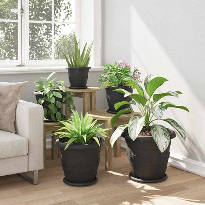 vidaXL Round Flower Pot 24 pcs Black Ø 34 x 28 cm Plastic 4