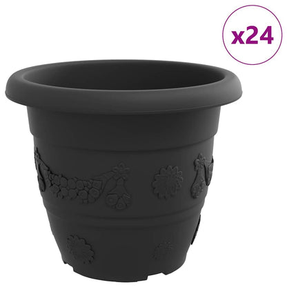 vidaXL Round Flower Pot 24 pcs Black Ø 34 x 28 cm Plastic 2