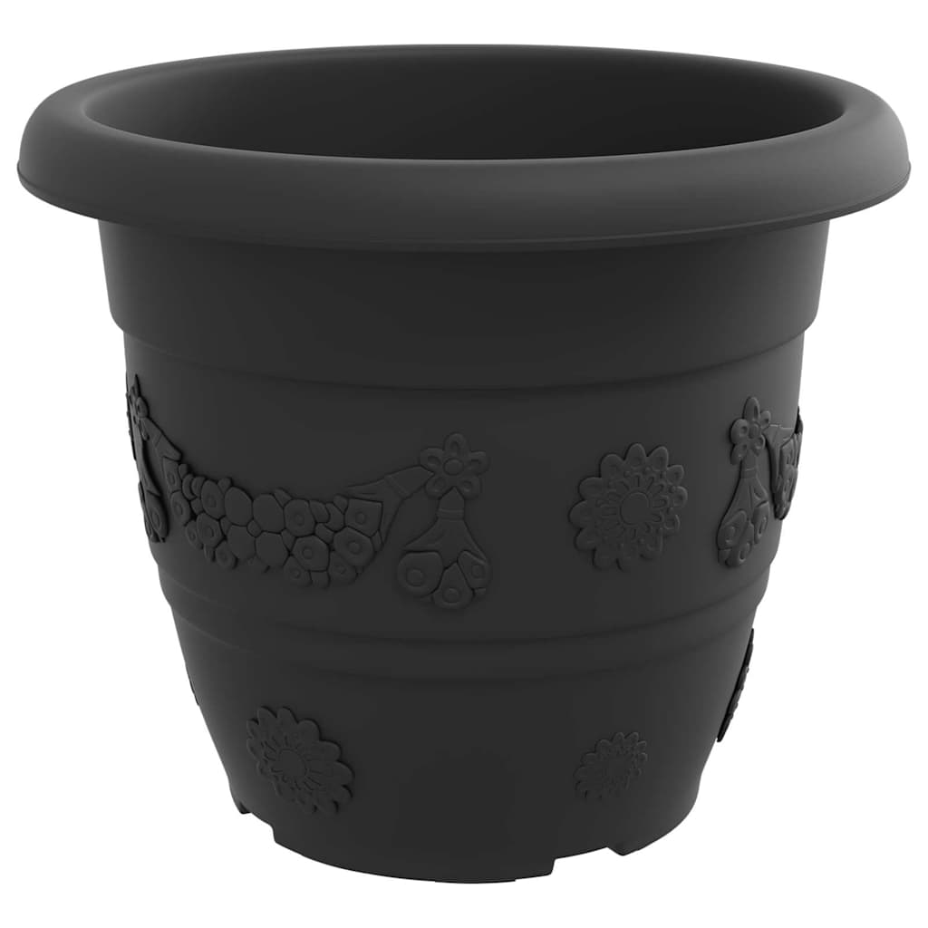 vidaXL Round Flower Pot 24 pcs Black Ø 34 x 28 cm Plastic 5