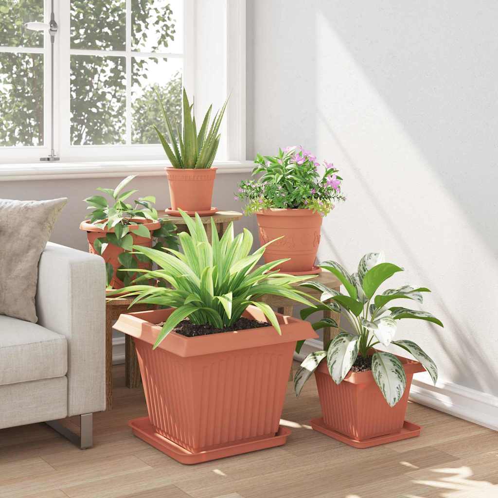 vidaXL Square Flower Pot 6 pcs Brick Red 43 x 43 x 33.5 cm Plastic 4