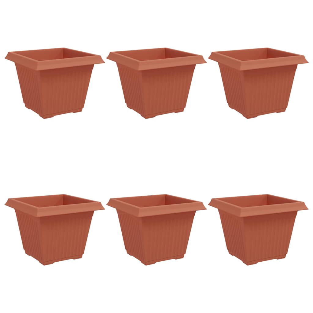 vidaXL Square Flower Pot 6 pcs Brick Red 43 x 43 x 33.5 cm Plastic 2