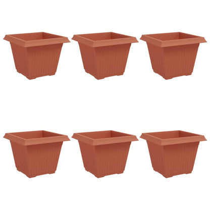 vidaXL Square Flower Pot 6 pcs Brick Red 43 x 43 x 33.5 cm Plastic 2
