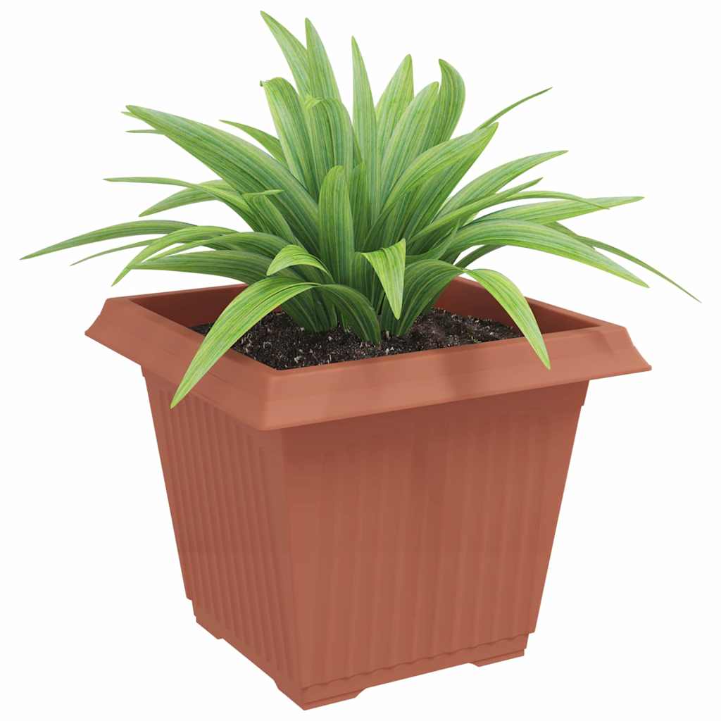 vidaXL Square Flower Pot 6 pcs Brick Red 43 x 43 x 33.5 cm Plastic 3
