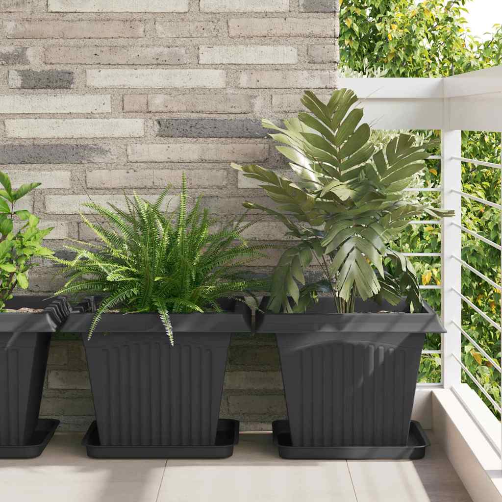 vidaXL Square Flower Pot 6 pcs Black 43 x 43 x 33.5 cm Plastic 1